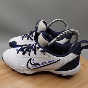 Nike Kids 5Y Baseball Cleats White Navy Blue Fastflex FB9731-103 Flaws
